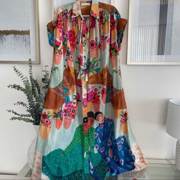 CAROLINA K Valerie cotton and silk kaftan midi dress - Picture 3 of 10
